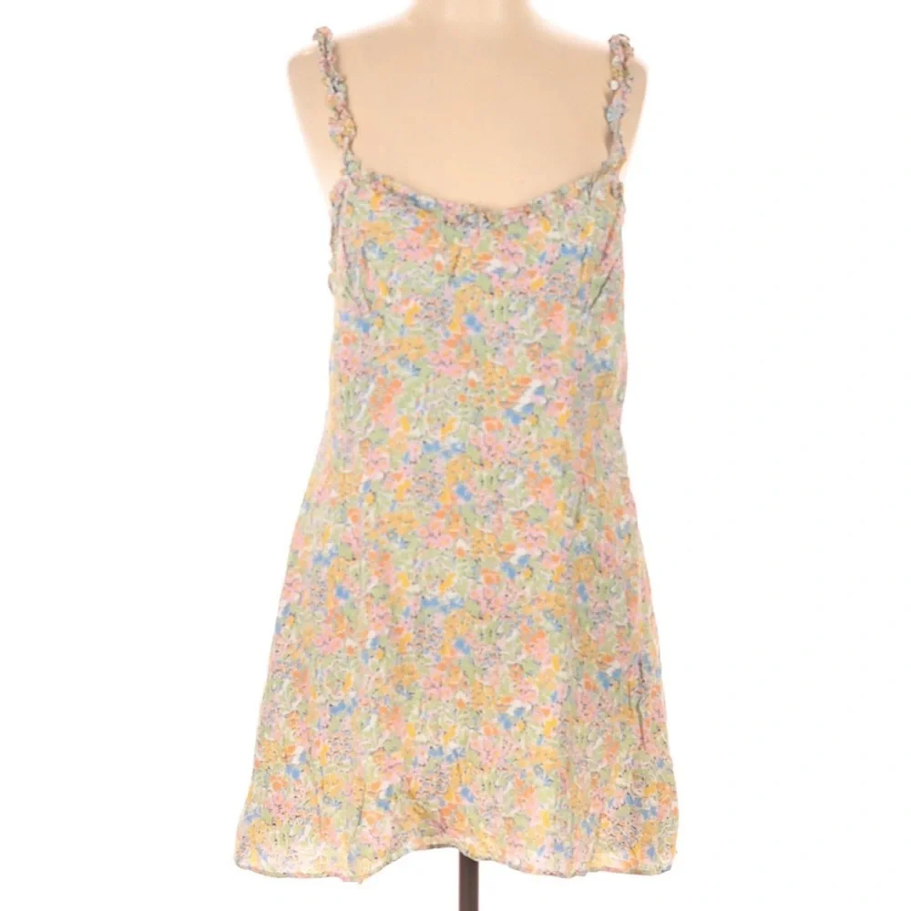 Zara Floral Mini Dress Sweetheart Neck Ruffle Strap Smocked Sundress Multi XXL - Picture 3 of 10